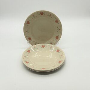 Vintage Corelle Beige & Pink Forever Yours Salad Plates Set Of 4 8.5" With Heart